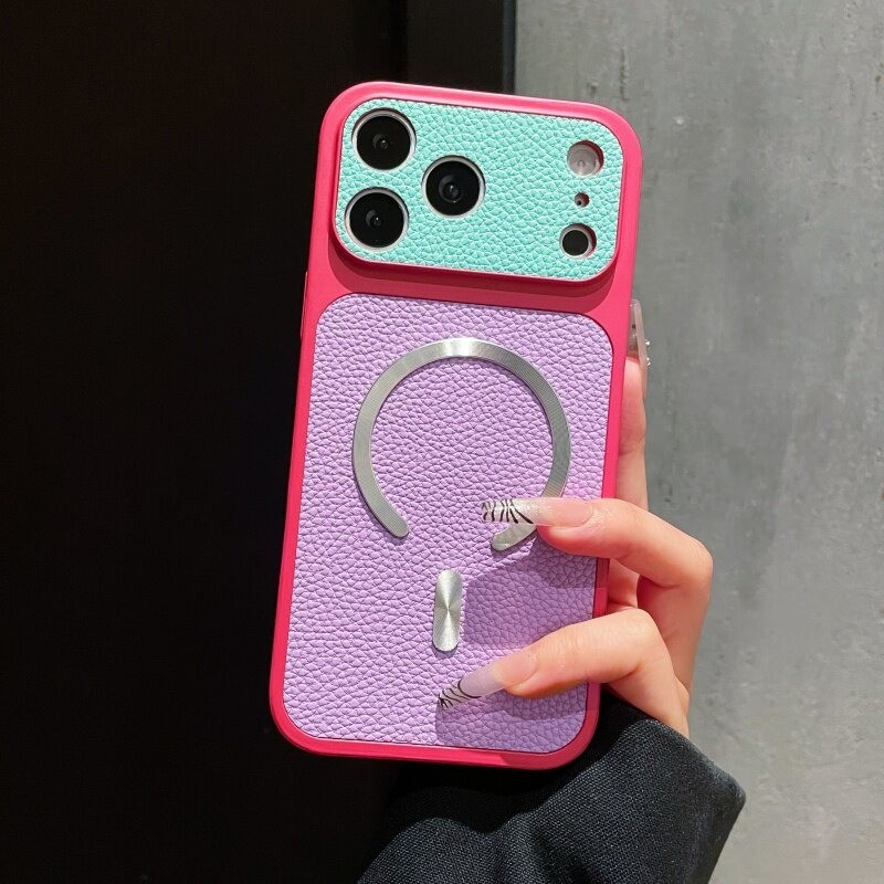 หรูหราสีลูกกวาดแม่เหล็กลิ้นจี่ข้าวเคสโทรศัพท์สําหรับ ไอโฟน 11 12 13 14 15 16 17 มือโปร สูงสุด บวก กันชนกลับกรณีปก