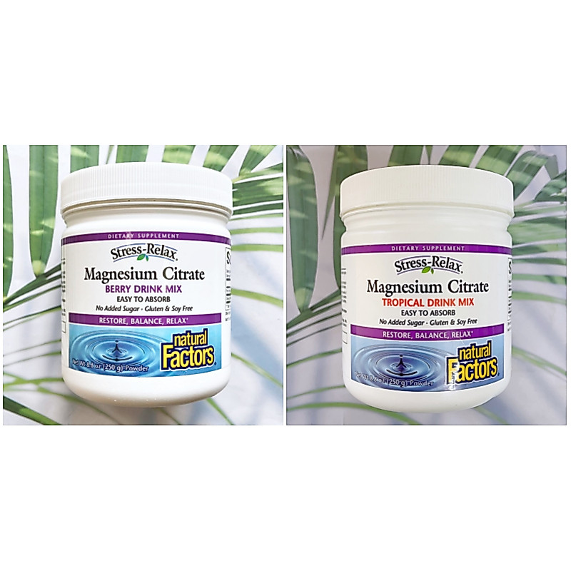 (Natural Factors®) Stress-Relax Magnesium Citrate Powder 250 g แมกนีเซียมซิเตรต แบบผง