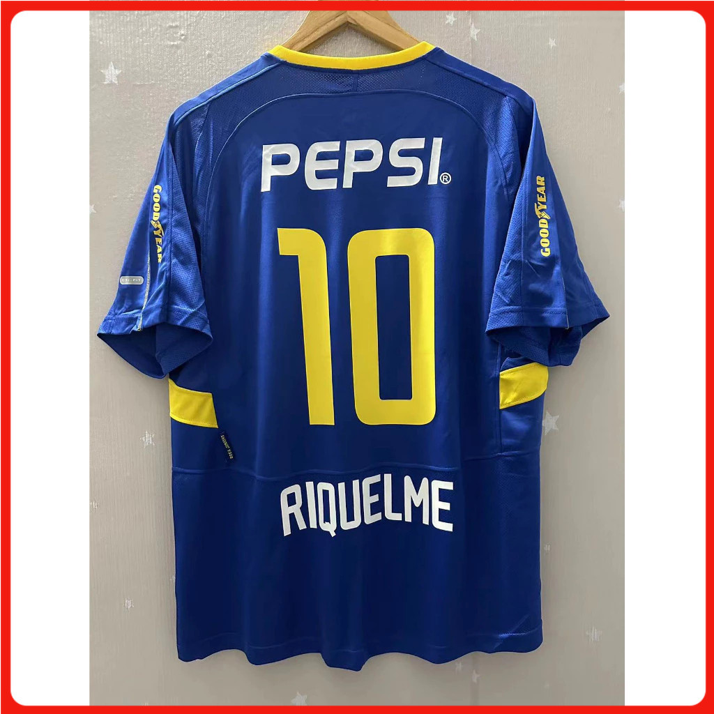 คุณภาพสูงสุด 03/04 เสื้อกีฬาย้อนยุค Boca Juniors home RIQUELME #10