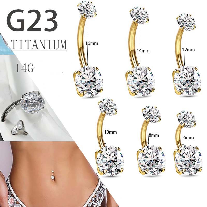1 ชิ้น G23 ไทเทเนียม Zirconia 16Gauge สะดือเจาะ Belly ปุ่มแหวนสดเจาะ Hypoallergenic
