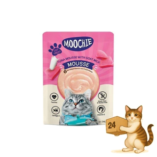 (ครึ่งลัง 24 ซอง) Moochie มูชี่ อาหารเปียกแมว รวมสูตร ไม่เติมเกลือ หลายรส เปียกแมว ขนาด 70-85g