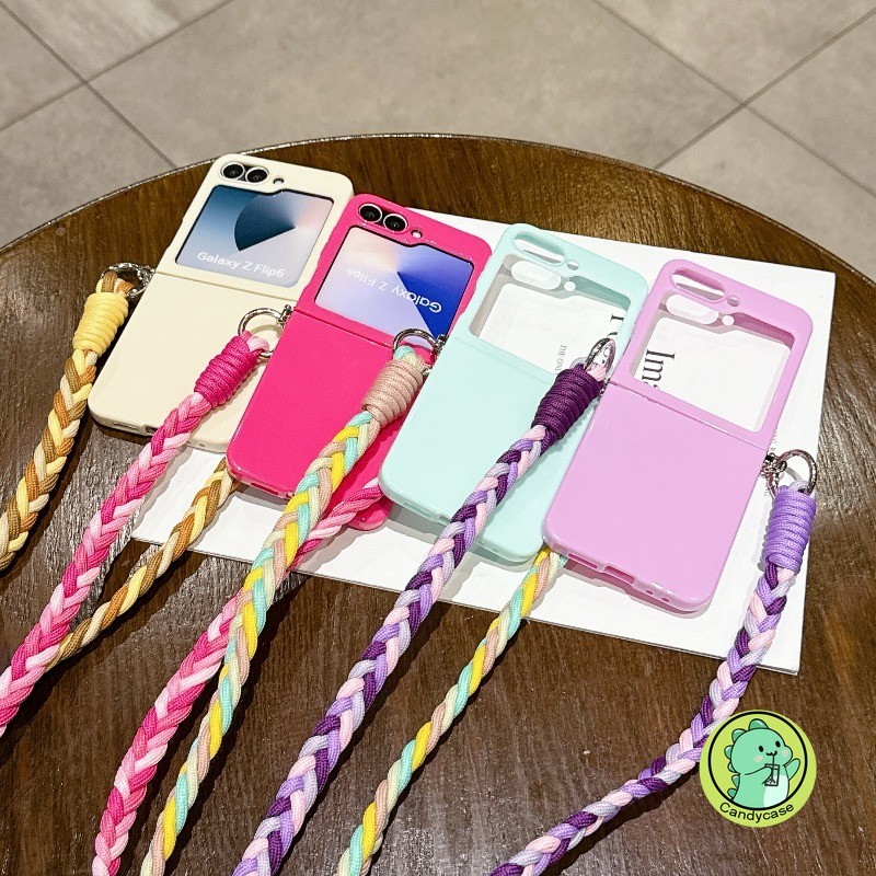 SAMSUNG เคสโทรศัพท์แบบพับได้พร้อมCrossbody LanyardสําหรับSamsung Galaxy W26 W25 W24 W23 Z Flip 8 7 6