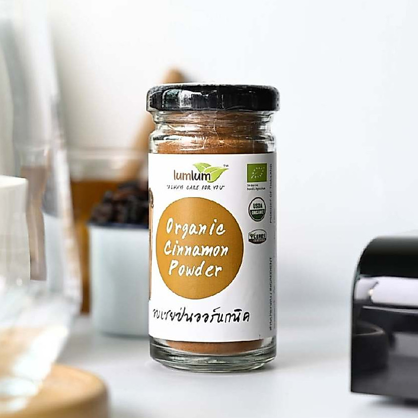 อบเชย อบเชยป่น ออร์แกนิค ตรา LUMLUM  Organic Cinnamon Powder น้ำหนักสุทธิ 30g. ลดน้ำตาลในเลือด แก้วิงเวียน