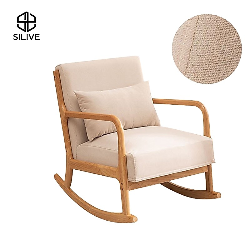 Silive Shop เก้าอี้โยกนอน โซฟา sofa ผ้าลินิน  โซฟาโยก โซฟา1ที่นั่ง  #K-Alan