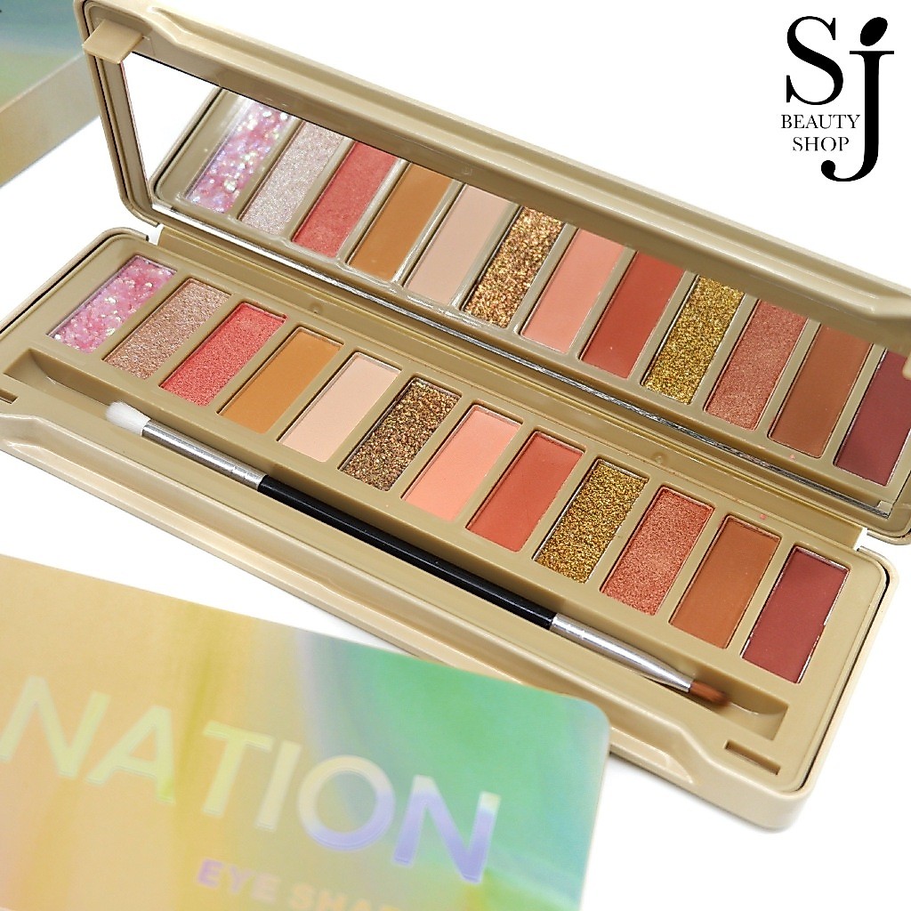 MAGIC NATION EYESHADOW PALETTE พาเลทอายแชโดว์ 12สี ชิมเมอร์และกลิตเตอร์