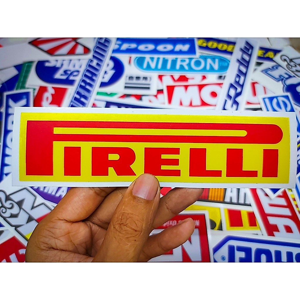 สติ๊กเกอร์ติดรถ PIRELLI เคลือบกันรอย กันน้ำ เกรด 2 ปี ขนาด 15.8x4 เซนติเมตร l PIRELLI Sticker