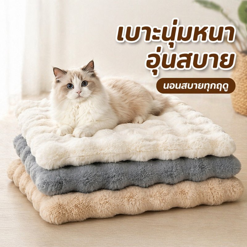 เบาะนอนแมว ใบไม้ร่วง เบาะสัตว์เลี้ยง เมมโมรี่โฟม ผ้าขนสัตว์ หนานุ่ม รองนอนลูกสุนัข แมว