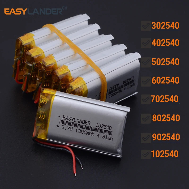 5ชิ้น 302540 แบตเตอรี่ลิโพลิเมอร์ Li-ion ลิเธียม 300mAh  402540 502540 500มะห์ 602540 702540 802540 