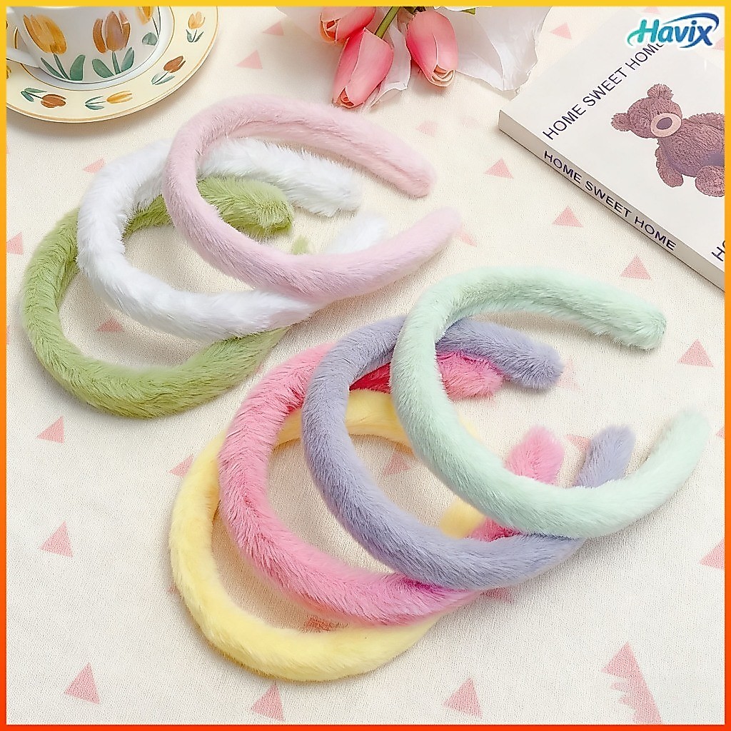 Havix  ที่คาดผมสีทึบสีลูกกวาดแฟชั่นน่ารักนุ่มสบายหวานน่ารักสวมใส่ได้สวยงาม
