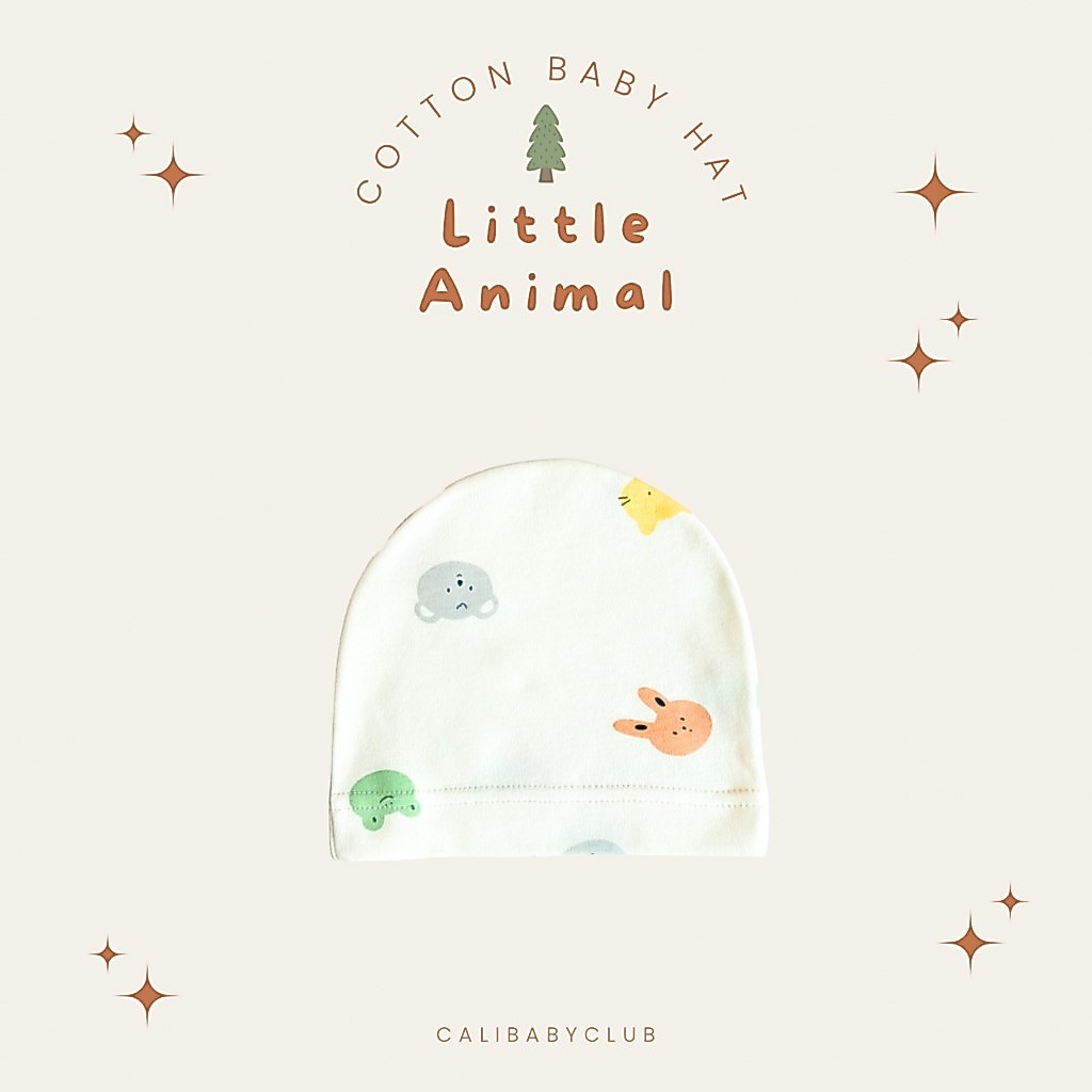 Cali หมวกเด็กอ่อน 0-6 เดือน แบบสวม ผ้าCotton 100% *ป้าย Cali baby
