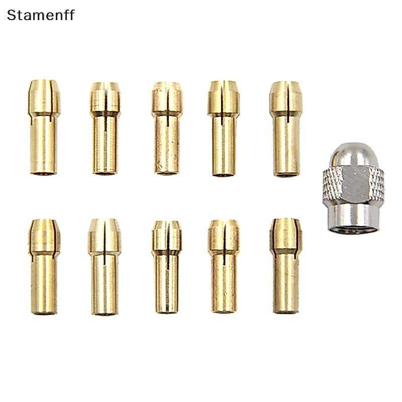 11 ชิ้น/ล็อตเจาะทองเหลือง Collet Chuck สําหรับเครื่องมือโรตารี่ 0.5-3.2 มม.ทองเหลืองและ Nut สําหรับชุดอุปกรณ์เสริม