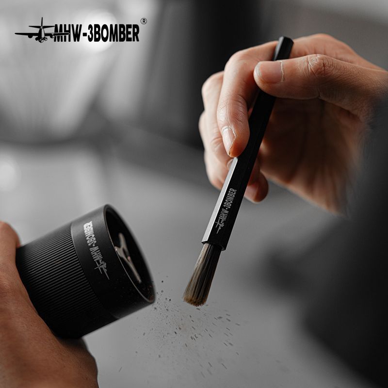 [MHW-3BOMBER] Bomber แปรงกาแฟเครื่องบดแปรงทําความสะอาดอลูมิเนียมแปรงทําความสะอาดหัว PET