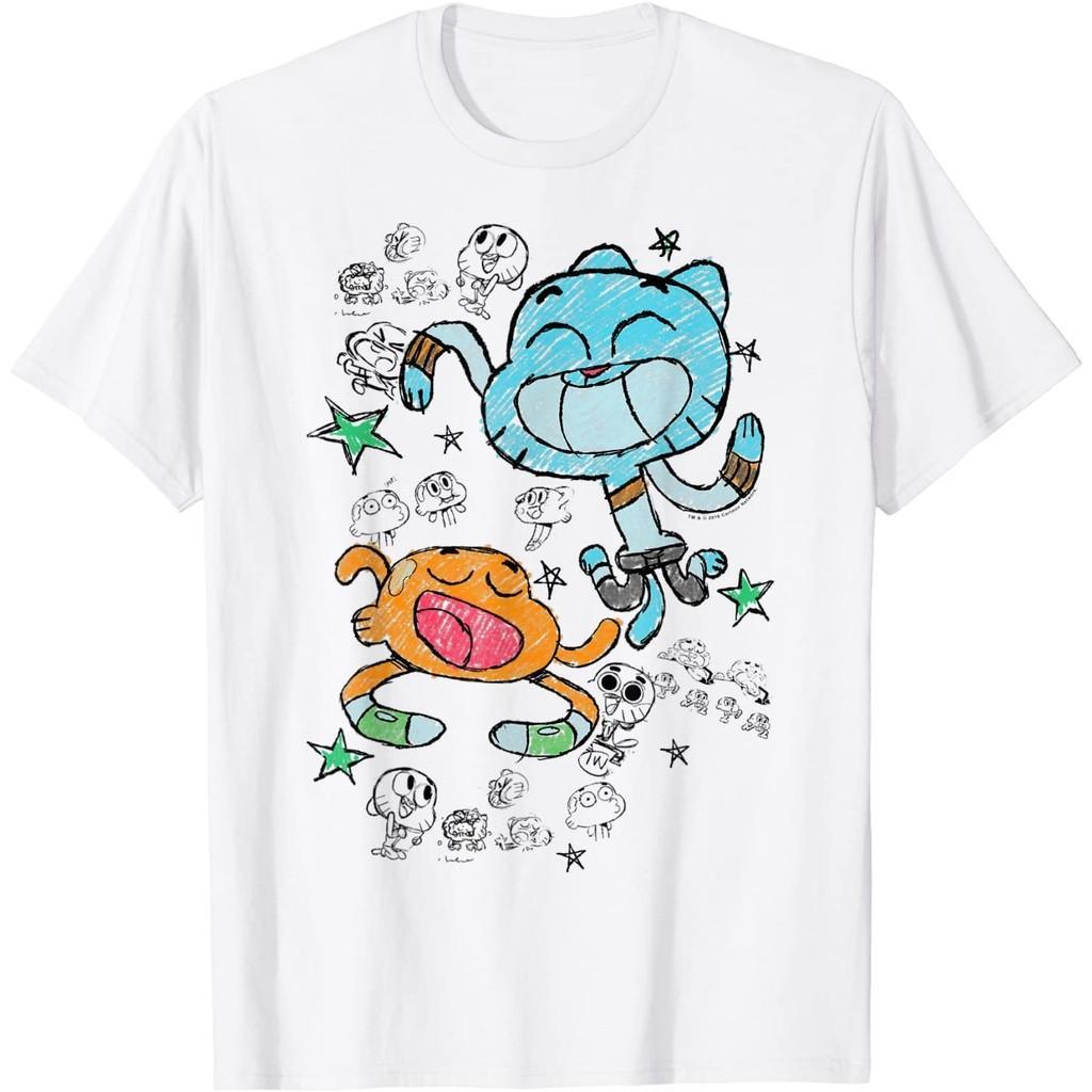❣️ เสื้อยืด พิมพ์ลาย Cn The Amazing World Of Gumball & Darwin สําหรับผู้ใหญ่ ❣️