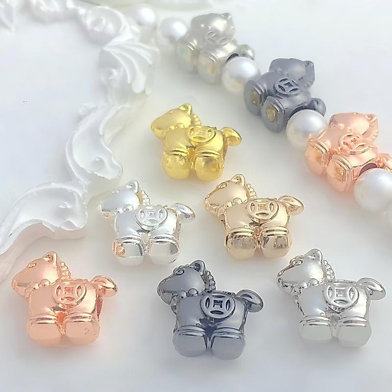 ADJ1314 [Monochrome รับฟรี 1 อันสําหรับการสั่งซื้อมากกว่า 5 ชิ้น] เงินม้าลูกปัด diy สร้อยข้อมือสร้อย