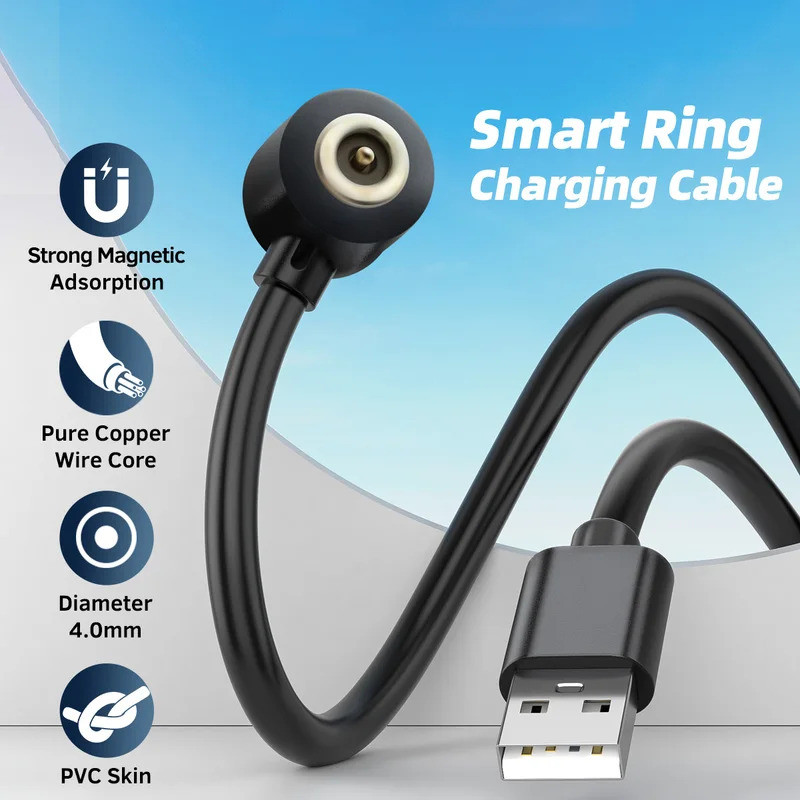 2Pin Magnetic Smart Ring Charger สาย USB สําหรับ R02 R03 R06 R09 Fast Charging สายไฟเปลี่ยนอุปกรณ์เส