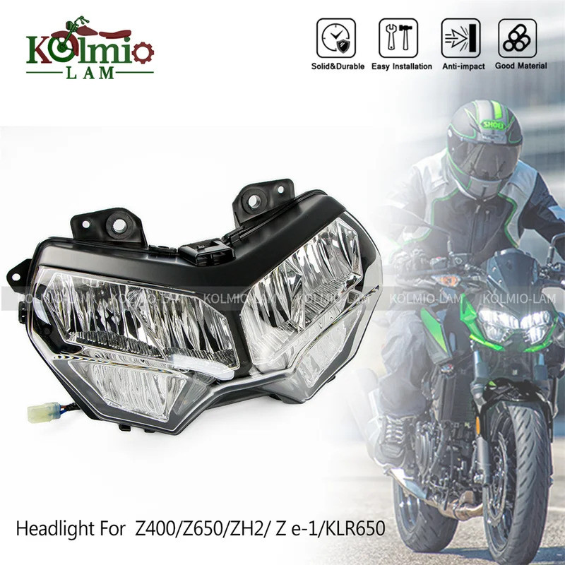 KAWASAKI FitสําหรับKawasaki Z250 Z650 Z400 Z900 KLR650 Z H2 ไฟหน้ารถจักรยานยนต์ไฟหน้าชุด 2020 2021 2