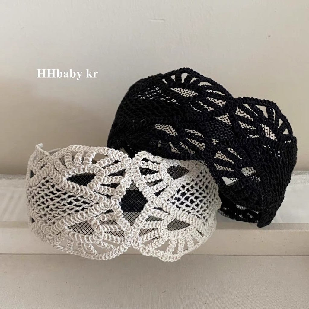 Retro Niche Hollow ถักลูกไม้แถบคาดศีรษะปีกกว้างแถบคาดศีรษะอารมณ์ที่เรียบง่าย