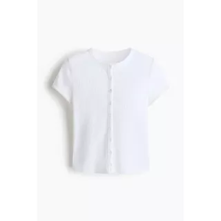 H&M(เอชแอนด์เอ็ม) เสื้อท็อปผ้าริ้วพร้อมกระดุมหน้า ผู้หญิง 1343036_2