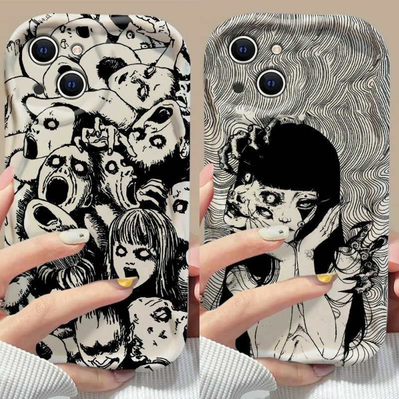ใหม่การ์ตูน Junji Ito สยองขวัญอะนิเมะปลอกสําหรับ Xiaomi Redmi หมายเหตุ 15 14 13 Pro Plus 5G 5G Note15 Wavy Edge Shell แฟชั่นน่ารักหรูหรา Anti-Knock Creative เกาหลีโทรศัพท์มือถือกรณี