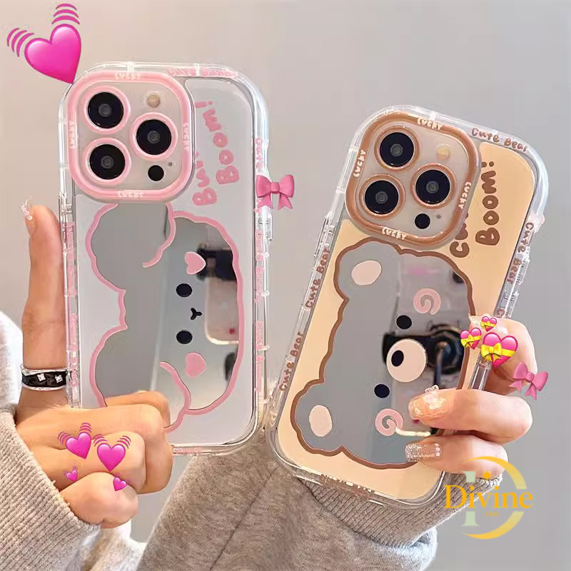 การ์ตูนน่ารักสัตว์เล็กกระจกเคสโทรศัพท์สําหรับ iPhone 13 11 7P/8P X/XS XR-DE