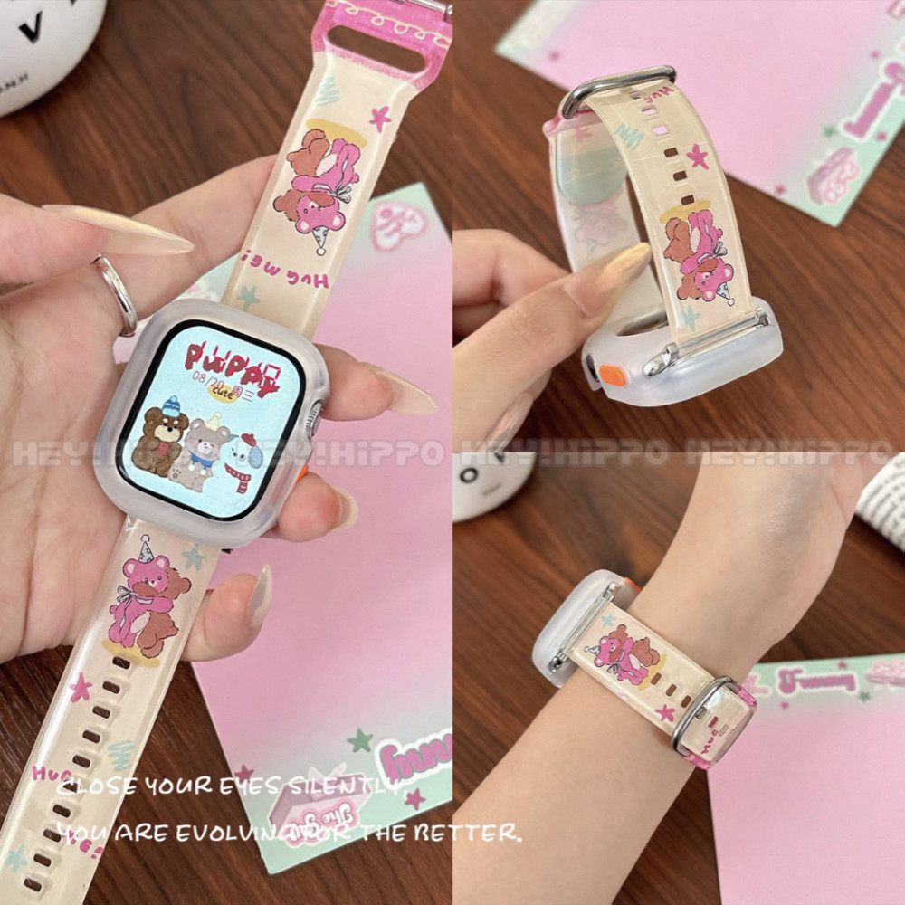 สายการ์ตูนสีสันสดใสเหมาะสําหรับ ฉันดู 10/9/8/7/6/5/กับ/4/3/2/1 เคสป้องกันโปร่งใสเหมาะสําหรับสมาร์ทวอทช์ 49/46/45/44/42/41/40/38มม