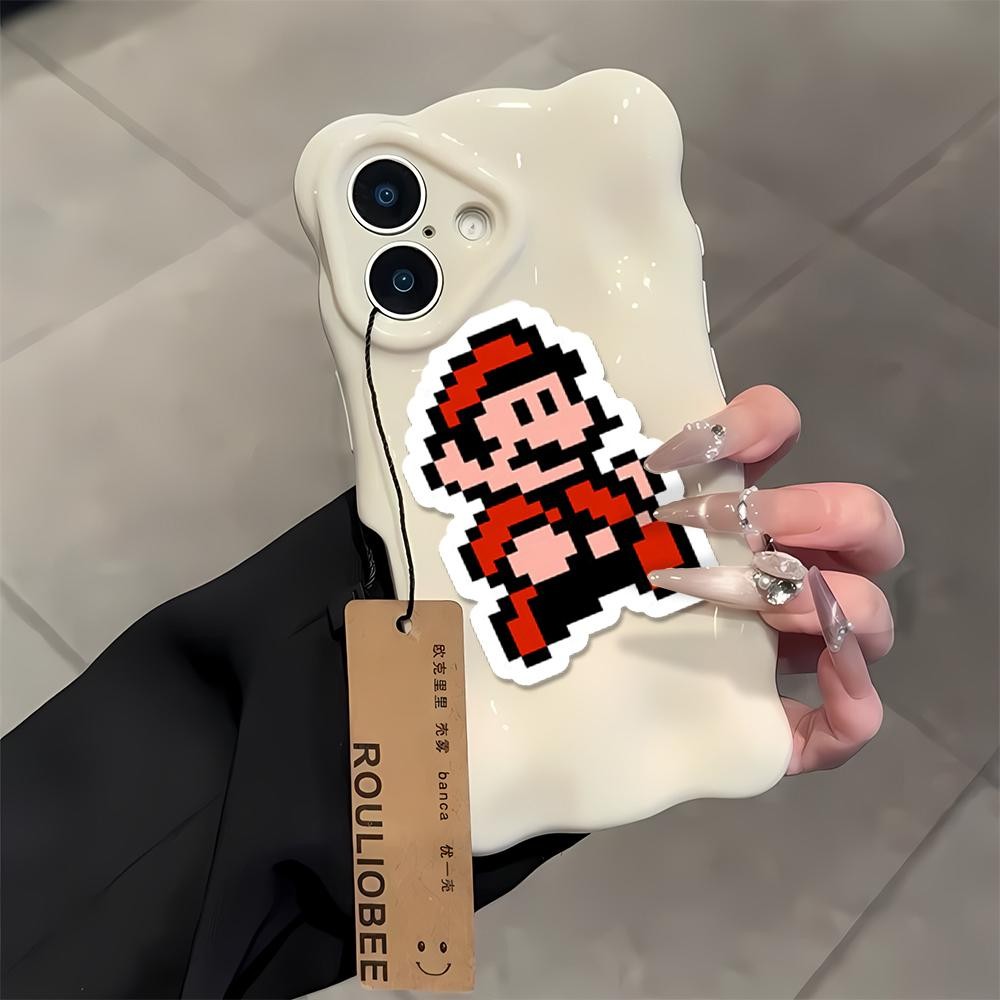 Stone Mario รูปแบบการ์ตูนสําหรับ iPhone 14 16 12 13 15 11 14PRO 13PRO 14PROMAX 15PROMAX 16PROMAX 13P