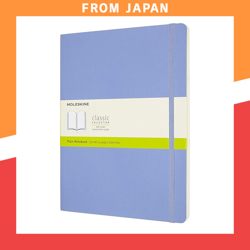 Moleskine Classic Notebook Softcover Plain XL Size (19cm x 25cm) Hydrangea Blue QP623B42