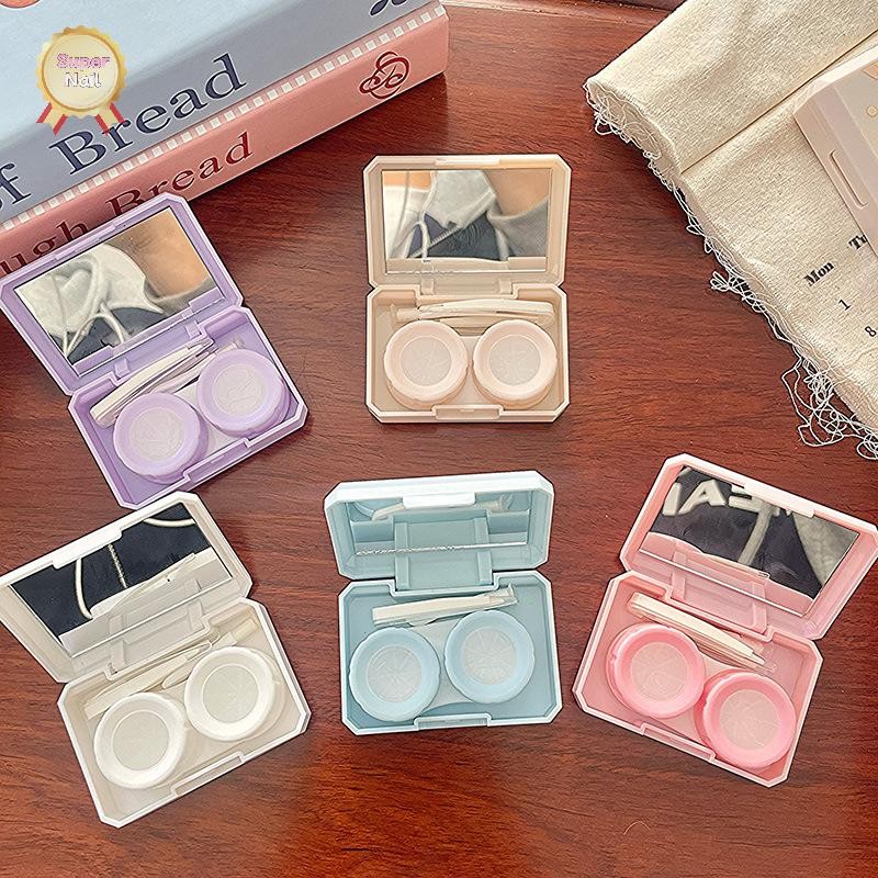 Flth 1 กล่องคอนแทคเลนส์การ์ตูนหมีกระต่ายความงามนักเรียนกล่องเก็บเลนส์แบบพกพาคอนเทนเนอร์ W/Wearing St