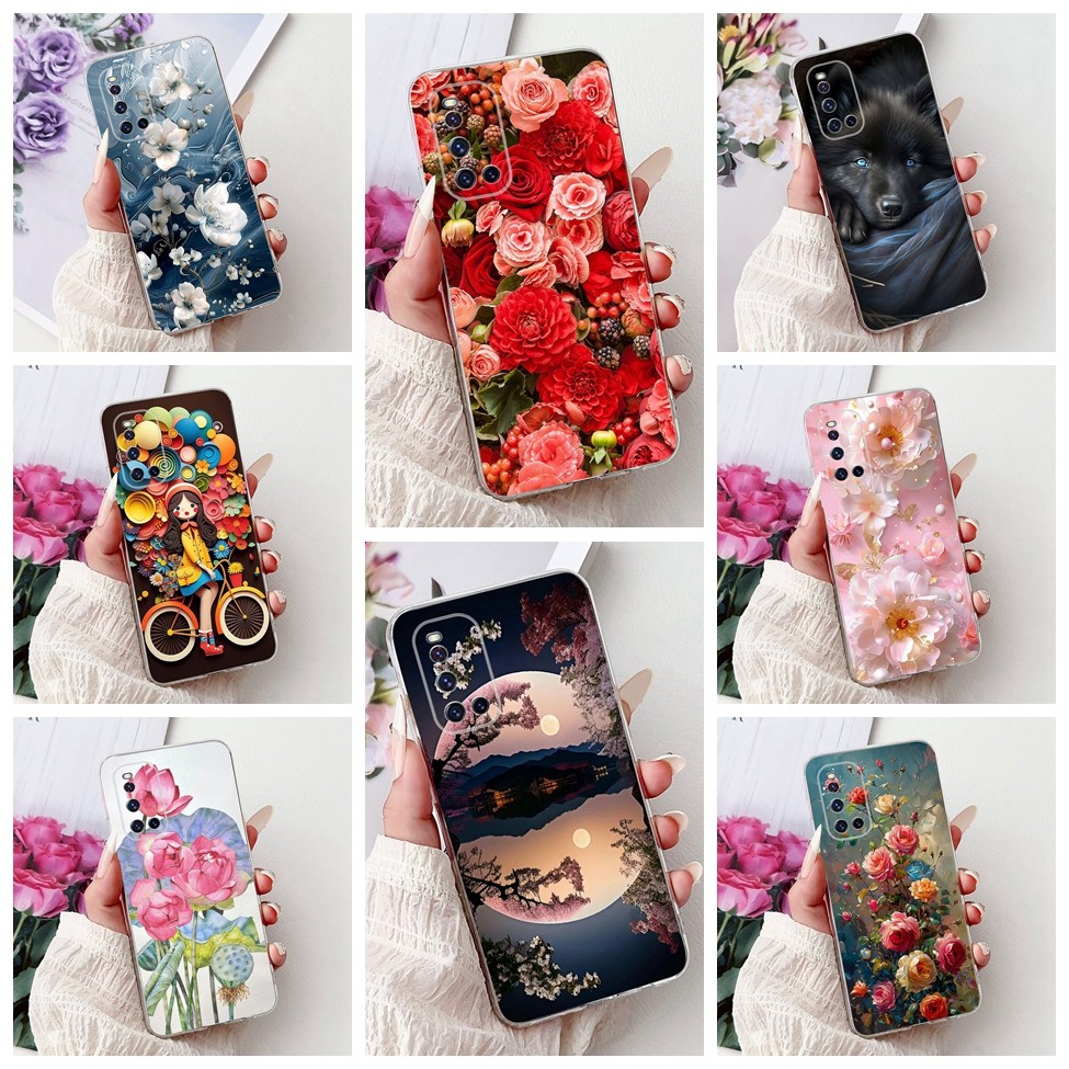 เคส Vivo V19 Clear Aesthetic Cute Cat แฟชั่นดอกไม้ทาสีฝาหลัง VivoV19 เคสโทรศัพท์
