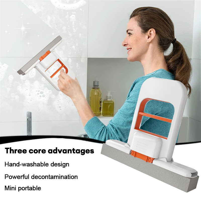 ไม้ถูพื้นขนาดเล็กแบบพับได้ Hand Wash-free Desktop Sponge Mop ไม้ถูพื้นดูดซับน้ําในครัวเรือน