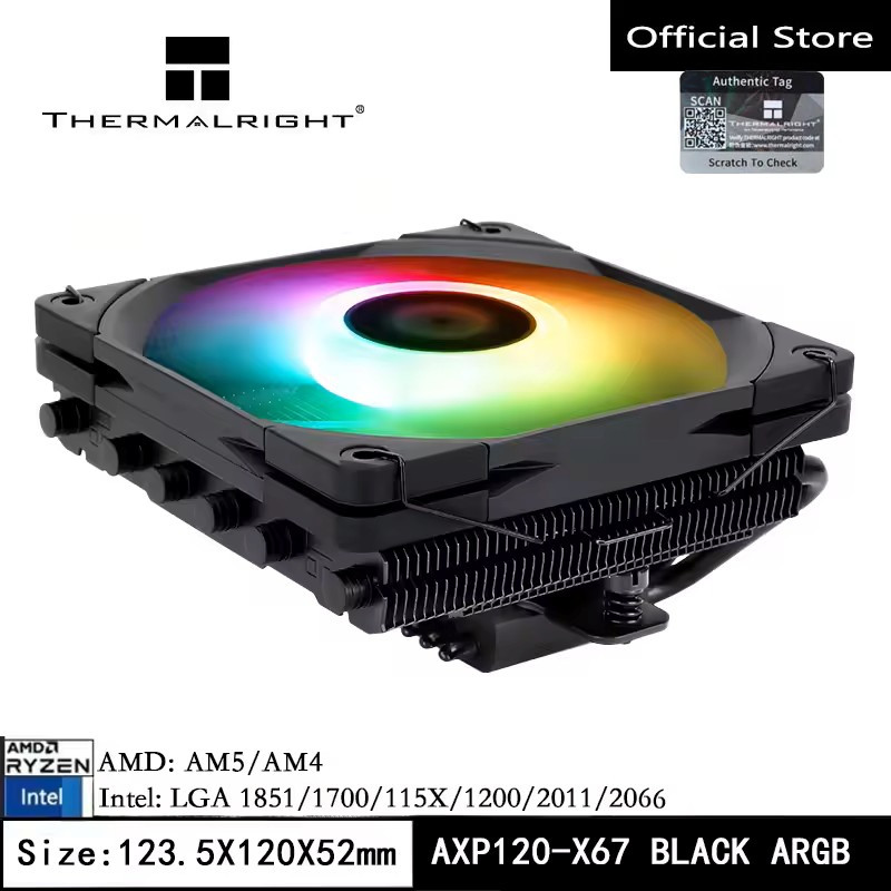 Thermalright AXP120X67 ARGB CPU Air Cooler 6 ท่อความร้อน Low Profile หม้อน้ําความสูง 67 มม.พัดลม CPU