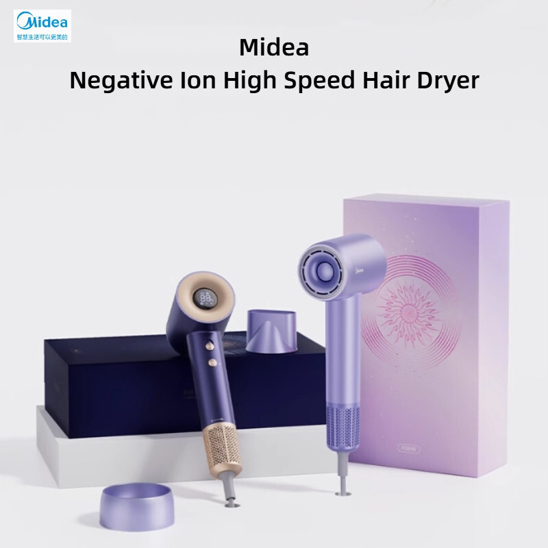 Midea เครื่องเป่าผมความเร็วสูงพลาสม่าในครัวเรือนไอออนลบเครื่องเป่าผมดูแลเส้นผม QuickDrying เครื่องเป