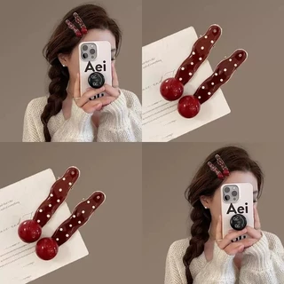 กิ๊บติดผม 1ชิ้น โทนสีแดงลายจุด พร้อมส่ง มาใหม่