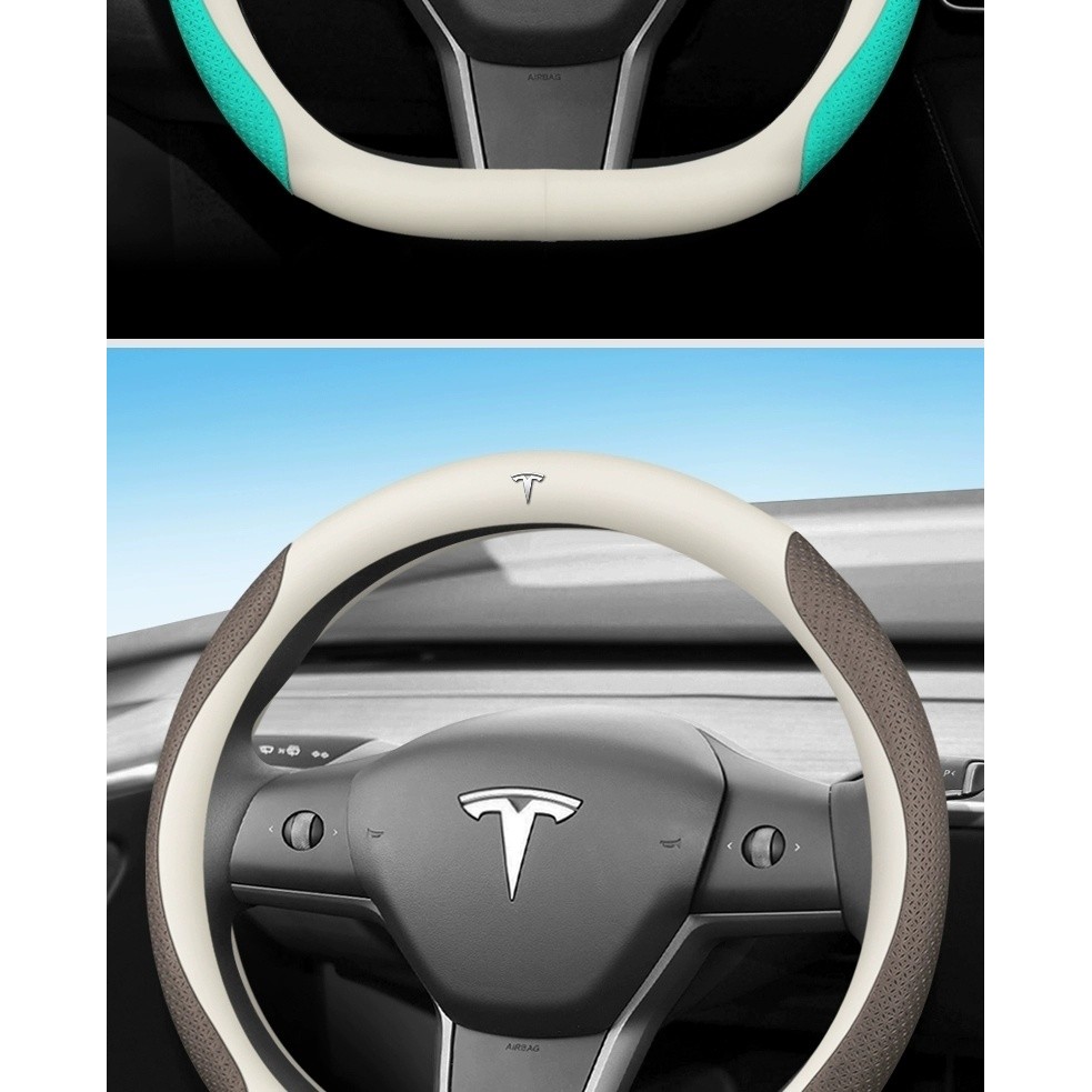 ทุ่มเทให้กับฝาครอบพวงมาลัย Tesla หนังแท้ Tesla Model3 รุ่น Y Suede Grip Cover K4NK