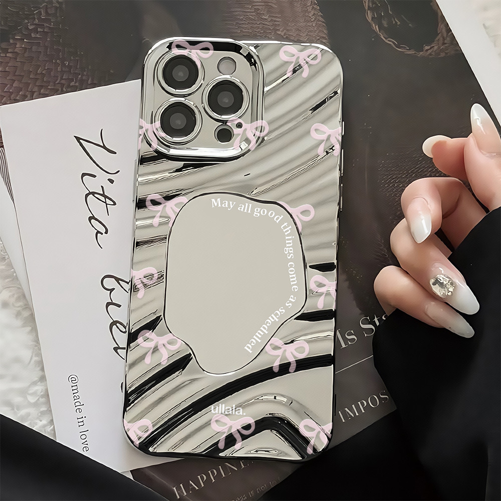 เคสโทรศัพท์มือถือ Wave Mirror ป้องกันการตก มันวาว กระจกเงา For IPhone 16 15 14 13 11 6 7 8 plus Pro Promax XR XS BLJM158