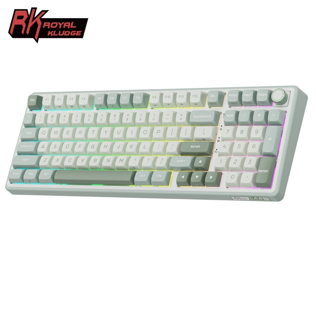 Royal Kludge RK R98Pro Sky Cyan 98 คีย์ RGB แบบมีสายพร้อมคีย์บอร์ดเชิงกลลูกบิด