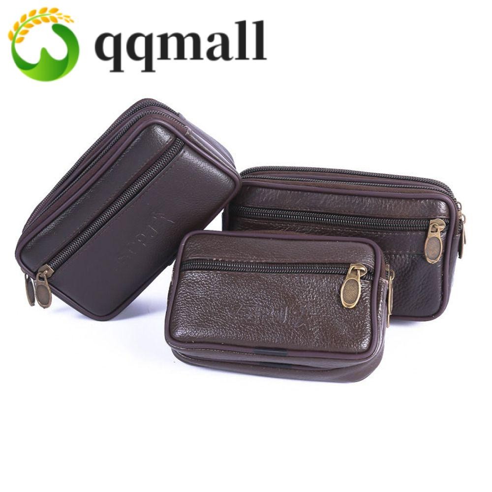Qqmall กระเป๋าคาดเอว หนังวัว ใส่เหรียญได้ อเนกประสงค์ ทนต่อการสึกหรอ สไตล์วินเทจ สําหรับผู้ชาย