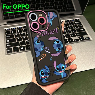 For เคสโทรศัพท์ OPPO กรอบเลนส์สีชมพู A3 A3X A60 5G ตัวการ์ตูนน่ารัก A9 A18 A38 A15 A15s A60 A35 A17 A17K A79 5