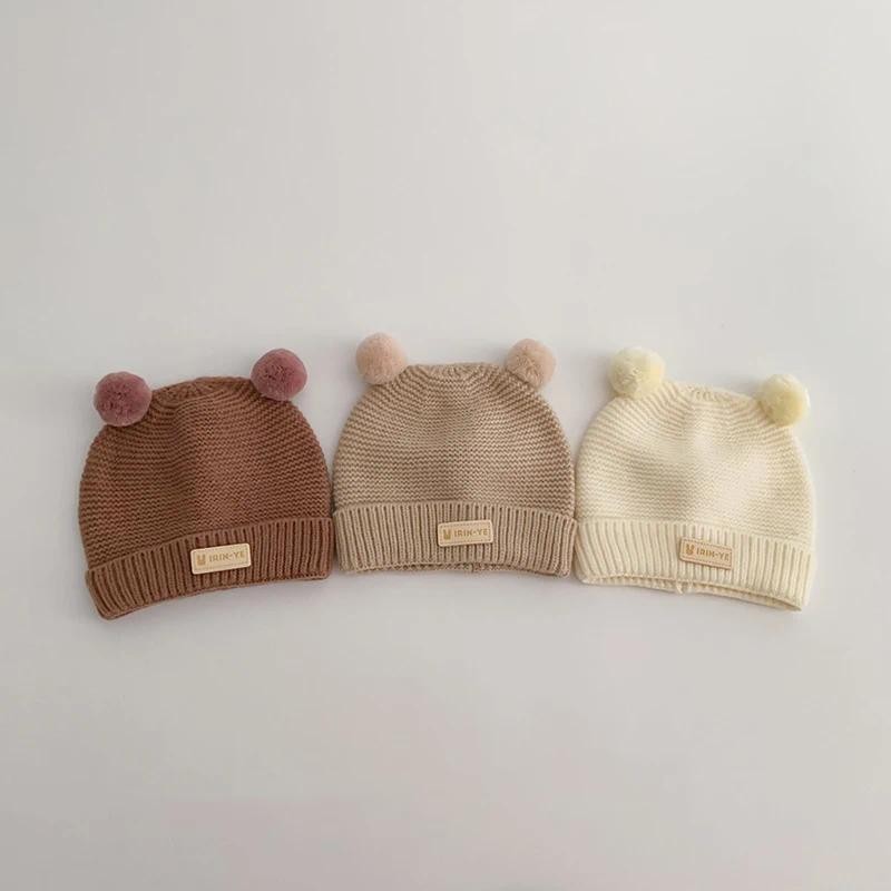 หมวกถักการ์ตูนสำหรับทารกแรกเกิดและเด็ก อบอุ่นในฤดูหนาว สีทึบ ราคา ถูกที่สุด ดีลบีเคเค