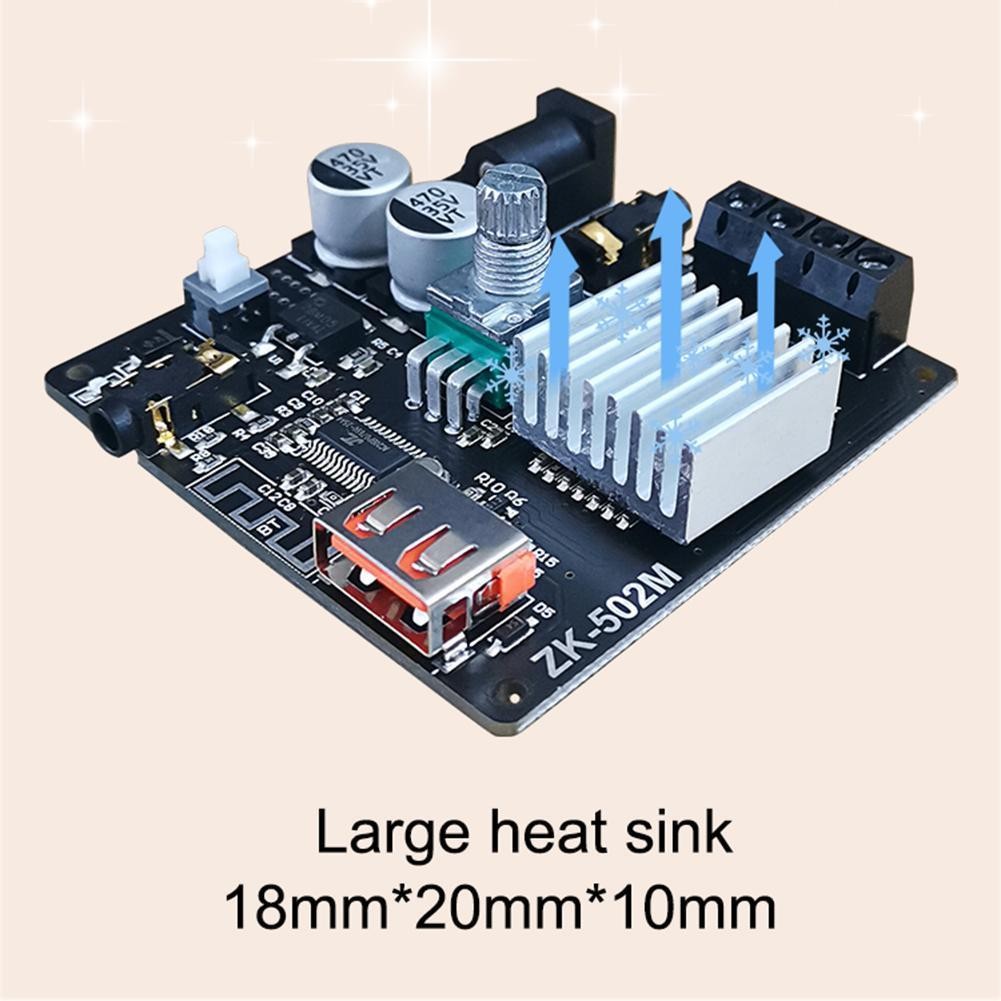 ❦ ZK-502M 50W + 50W บลูทูธ 5.0 Power Audio Amplifier Board สเตอริโอ