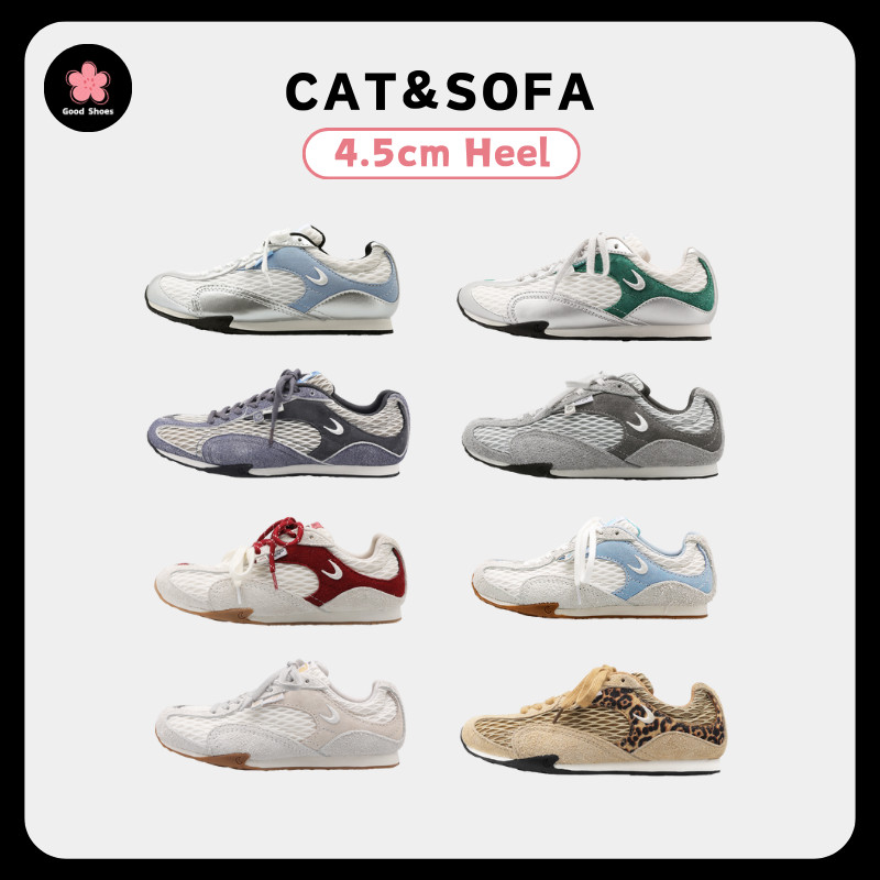CAT&SOFA [พร้อมส่ง] 4.5CM Cat And Sofa รองเท้าผ้าใบ Racing Shoes Coarse Mesh Breathable Sports Shoes