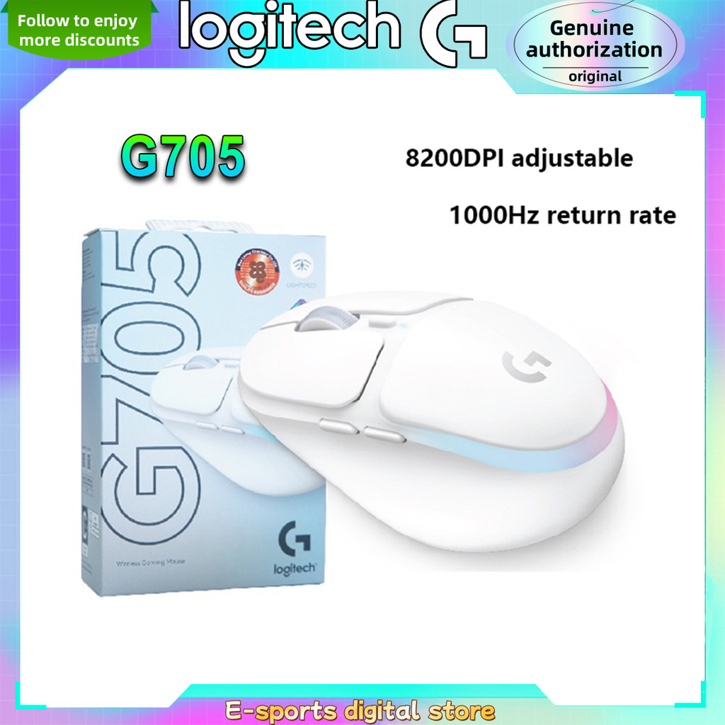 เมาส์สําหรับเล่นเกมไร้สาย Logitech G705 ที่ปรับแต่งได้ LIGHTSYNC RGB Lighting Lightspeed เมาส์บลูทูธ