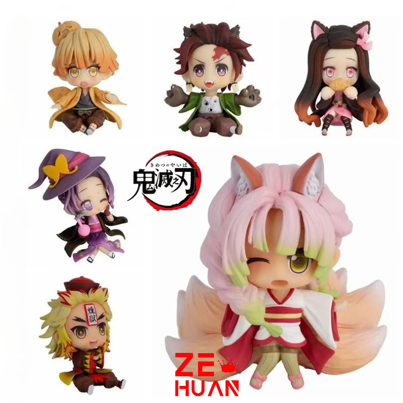 Demon Slayer Nezuko Zenitsu Tanjiro Kamado Kochou Shinobu Kanroji Mitsuri รุ่น Action Figure ของเล่น