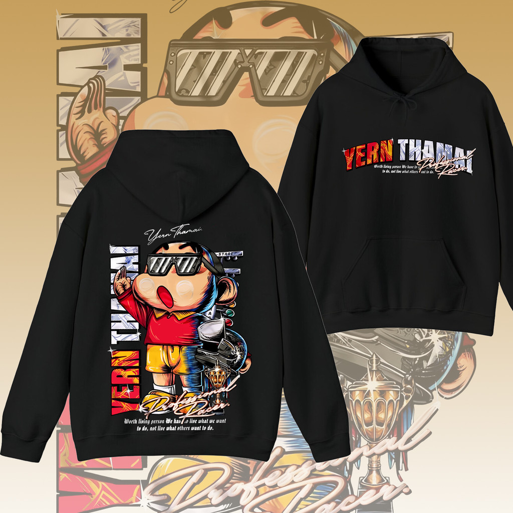 [100% Cotton] เสื้อแขนยาวมีฮู้ดลายเครยอนชินจัง ดีไซน์ใหม่ สำหรับผู้ชาย