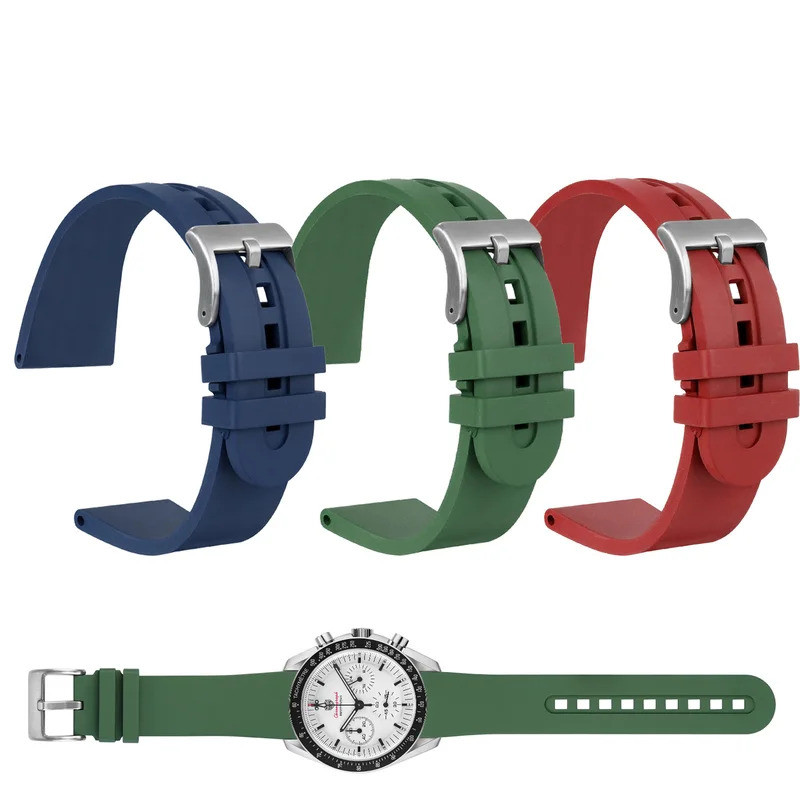 FKM สายนาฬิกายาง QUICK Release Fluororubber 24 มม.นุ่มระบายอากาศได้ทนทานสายนาฬิกายาง Universal สายคล