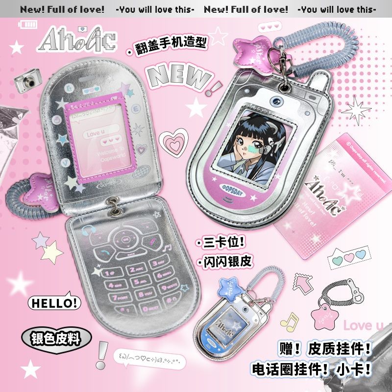 OAPSDAY Flip Phone Pickup Case การ์ดอาหาร Access Control ภาพถ่ายมูลค่าสูง Polaroid Photo Card Storag