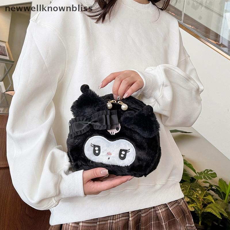Newwellknownbliss Kawaii Sanrio Plush Kuromi Melody Make Up กระเป๋าเครื่องสําอางการ์ตูนขนาดใหญ่ความจ