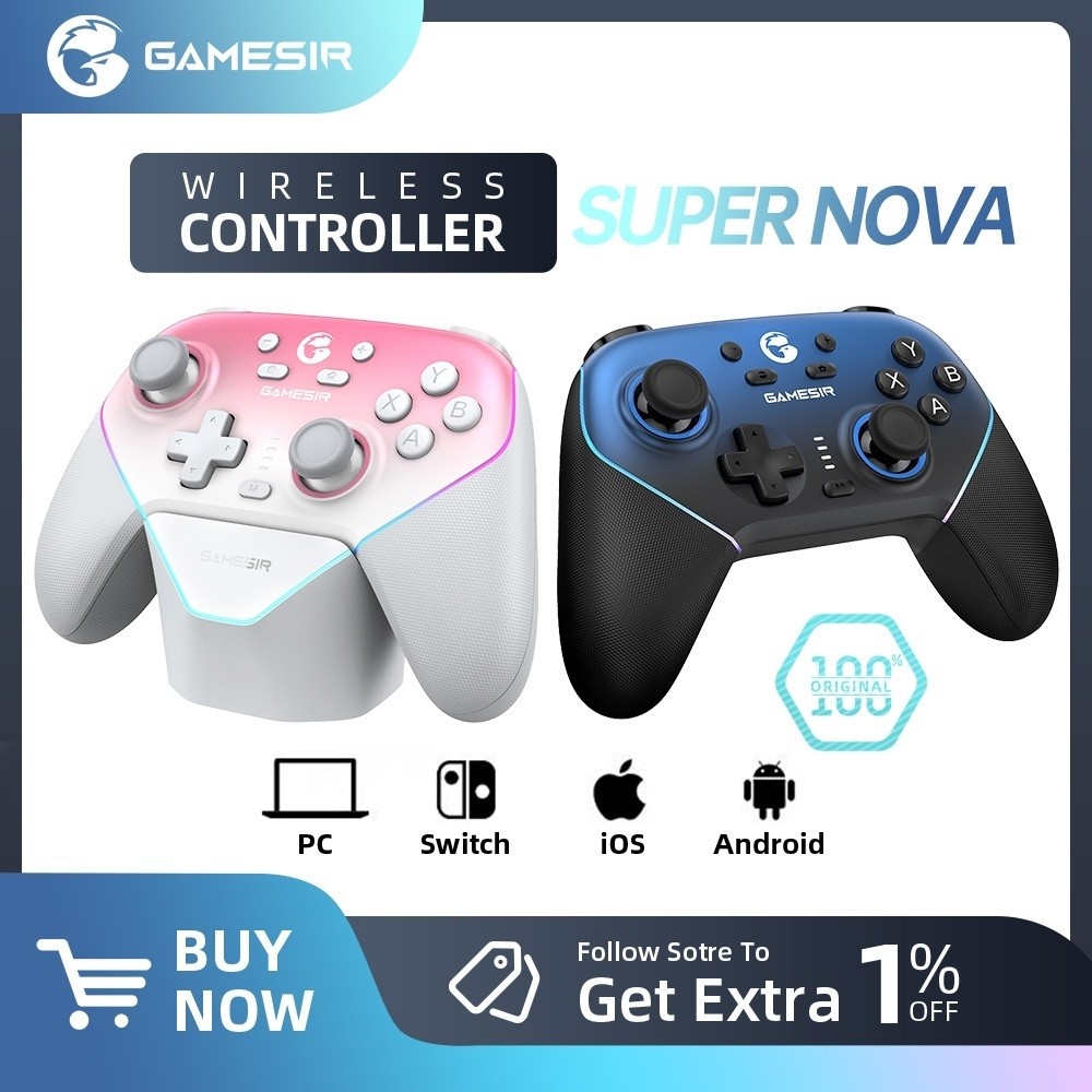 Gamesir Super Nova Controller T4N Nova Pro บลูทูธ Gamepad Hall Effect จอยสติ๊กสําหรับ PC Nintendo Sw