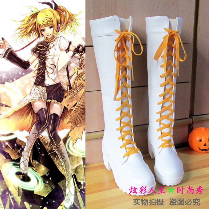 VOCALOID Hatsune Miku กระจกเสียง Gemini COSPLAY รองเท้าบูท