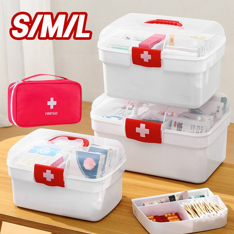 COD กล่องปฐมพยาบาล กล่องยาสามัญประจำบ้าน กล่องเก็บยา สามขนาดS/M/L ความจุสูง พกพา กันน้ำและกันฝุ่น